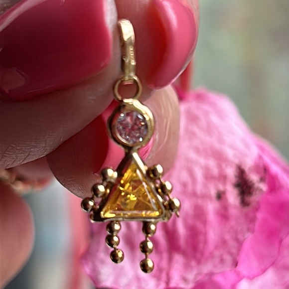 14k Gold Girl Charm November Birthstone Citrine - Picture 2 of 6